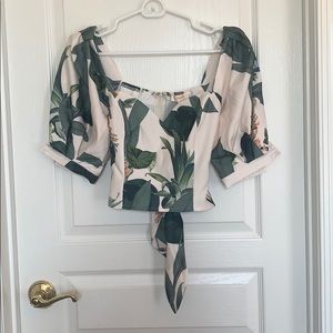 Forever 21 Tropical Self-Tie Crop Top